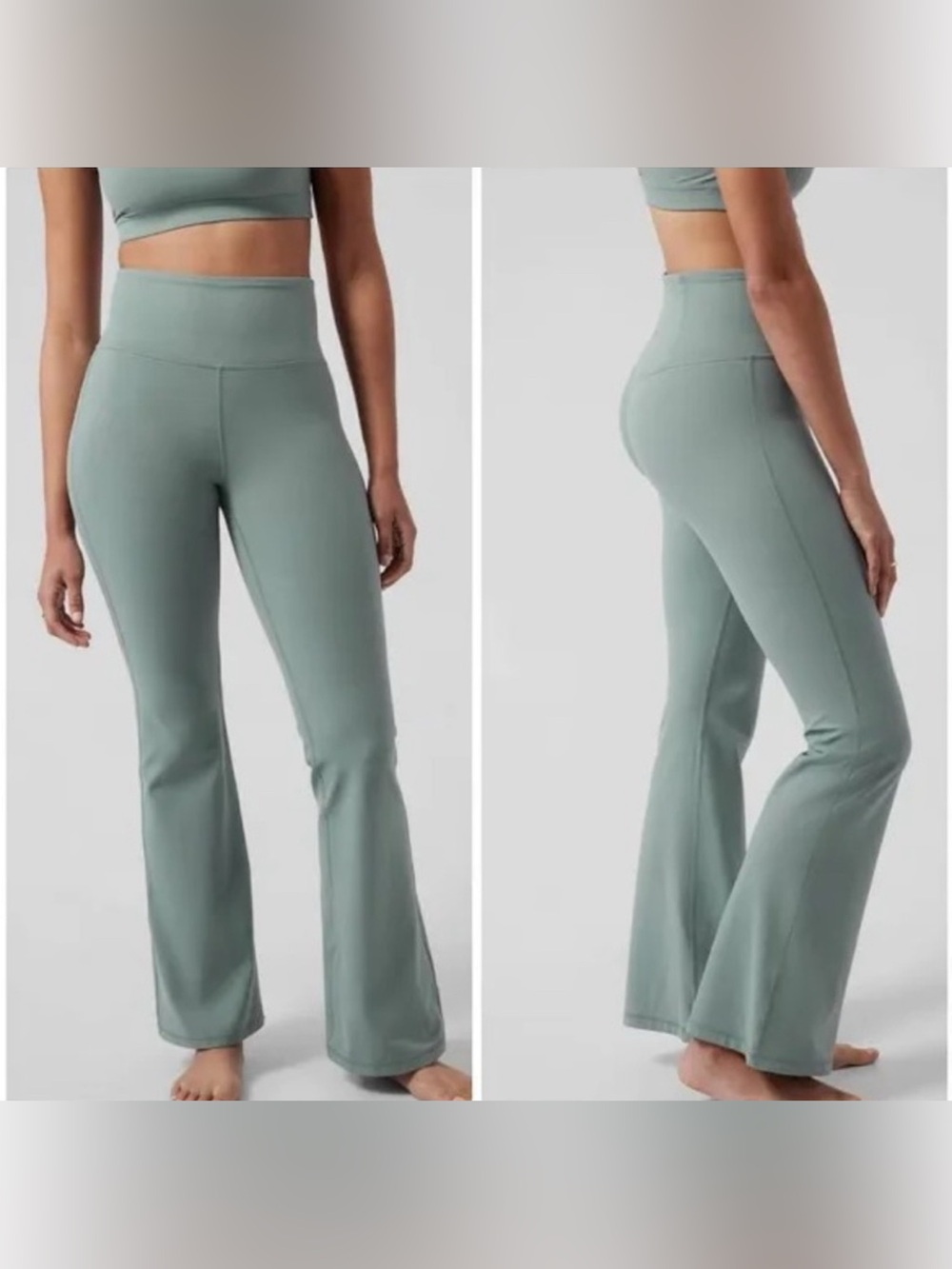 Athleta Elation Flare Pant Sage Green flare yoga pants